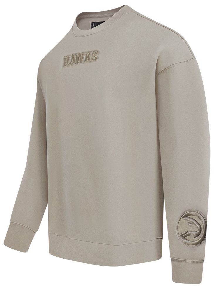 Pro Standard Men's Atlanta Hawks Taupe Wingspan Drop Shoulder Fleece Crewneck Sweatshirt product image
