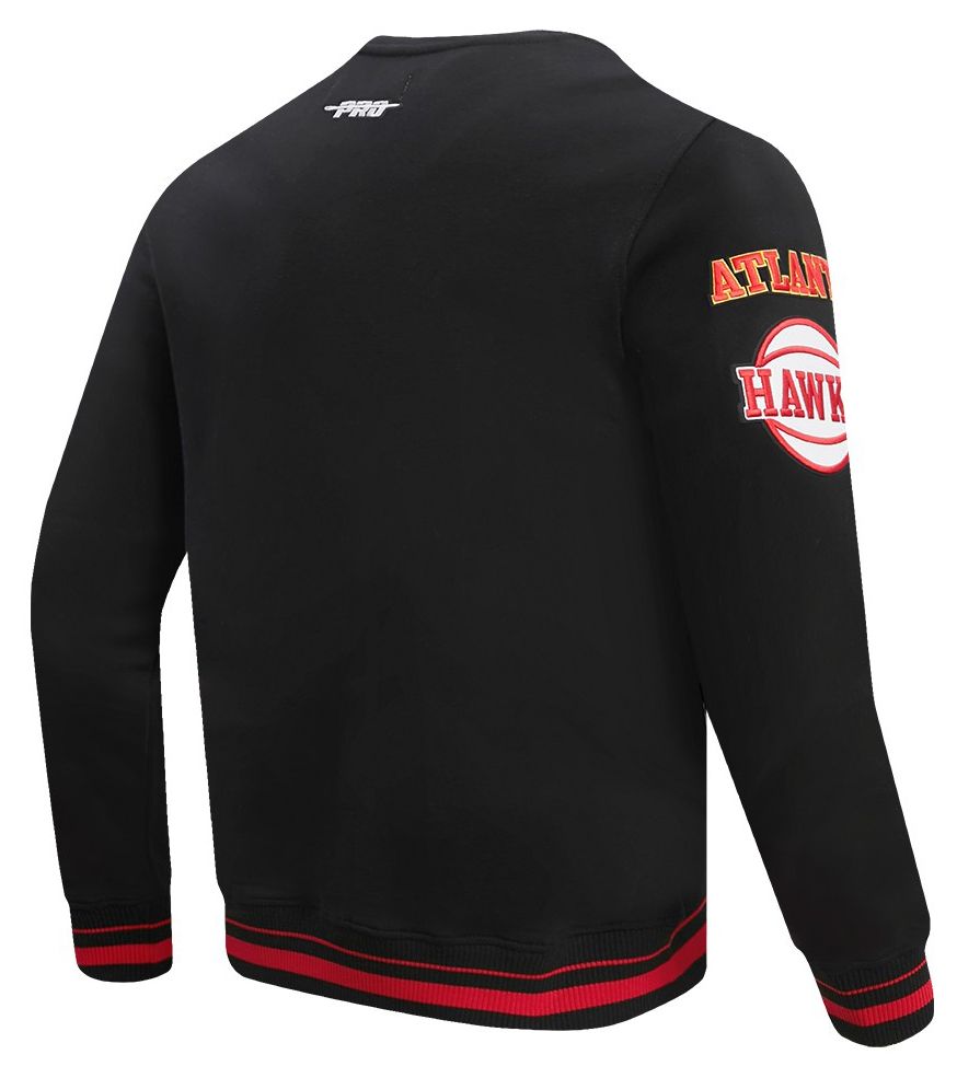 Pro Standard Men's Atlanta Hawks Black Mash Up Rib Fleece Crewneck Sweatshirt product image
