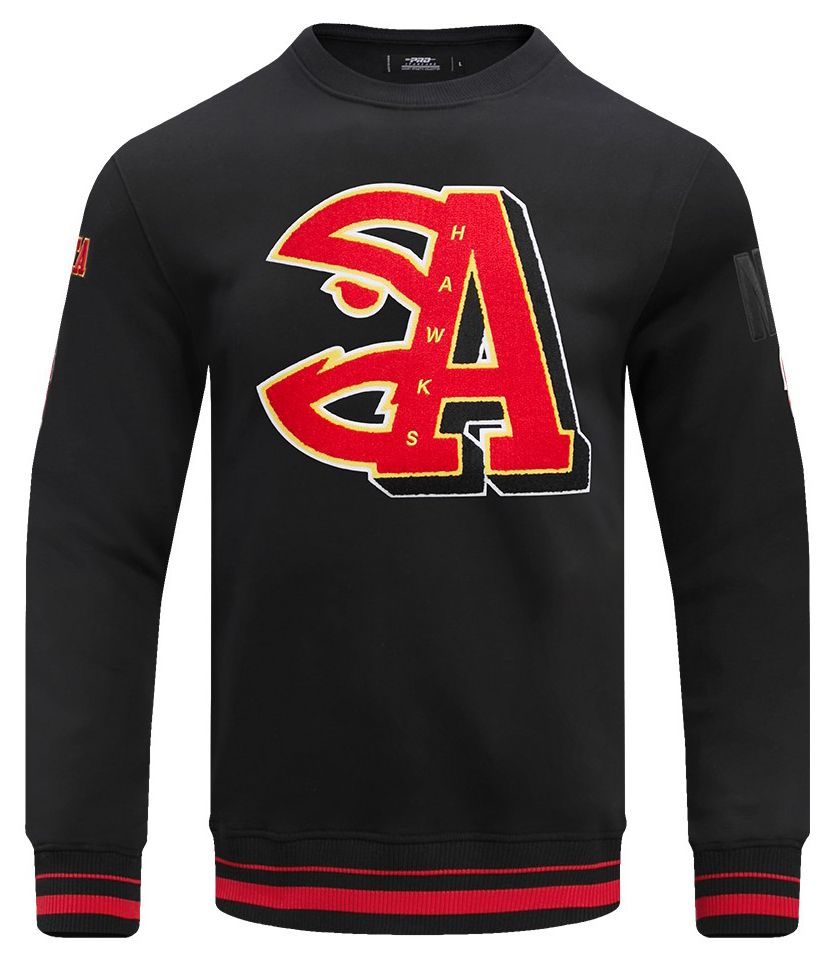 Pro Standard Men's Atlanta Hawks Black Mash Up Rib Fleece Crewneck Sweatshirt product image