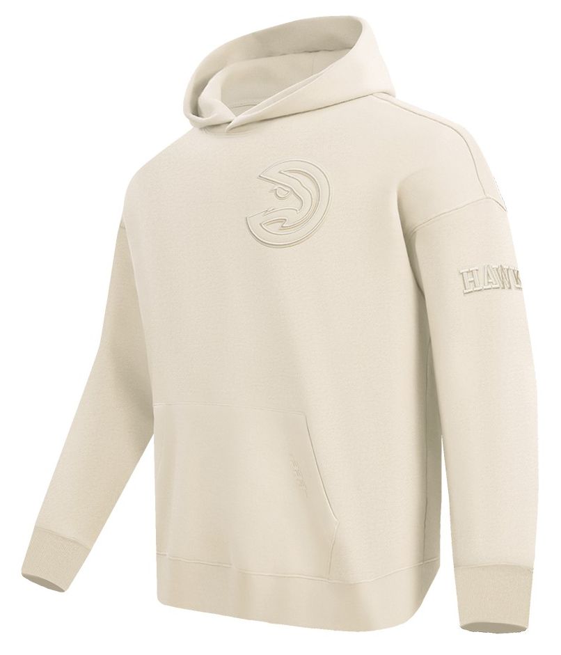 Pro Standard Men's Atlanta Hawks Off White Neutral Drop Shoulder Fleece Hoodie product image