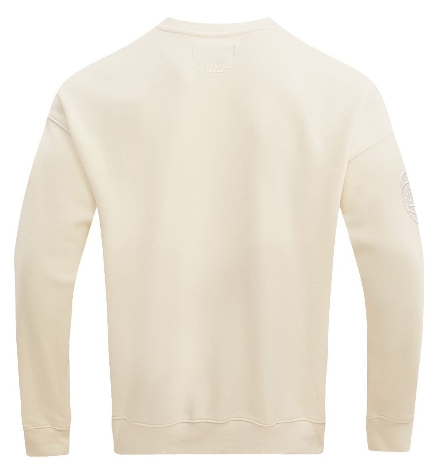 Pro Standard Men's Atlanta Hawks Off White Neutral Drop Shoulder Fleece Crewneck Sweatshirt product image