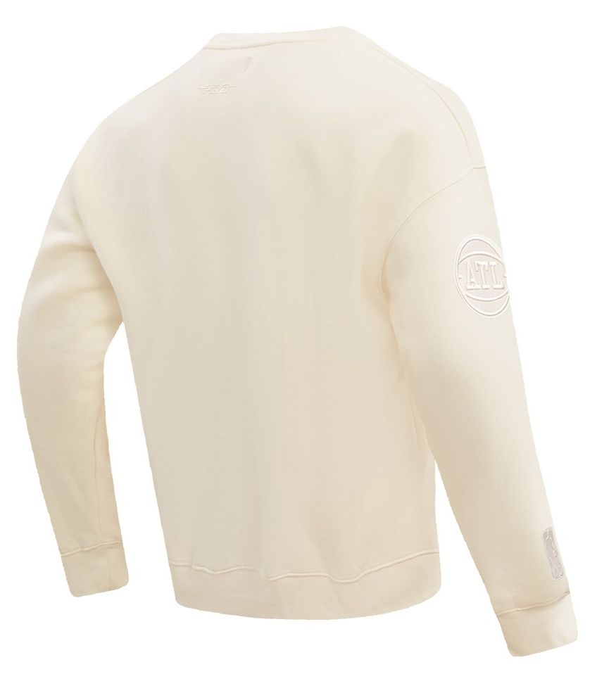 Pro Standard Men's Atlanta Hawks Off White Neutral Drop Shoulder Fleece Crewneck Sweatshirt product image