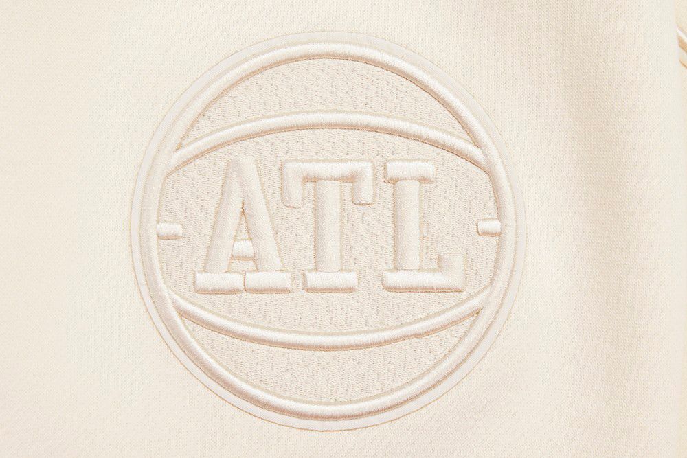 Pro Standard Men's Atlanta Hawks Off White Neutral Drop Shoulder Fleece Crewneck Sweatshirt product image