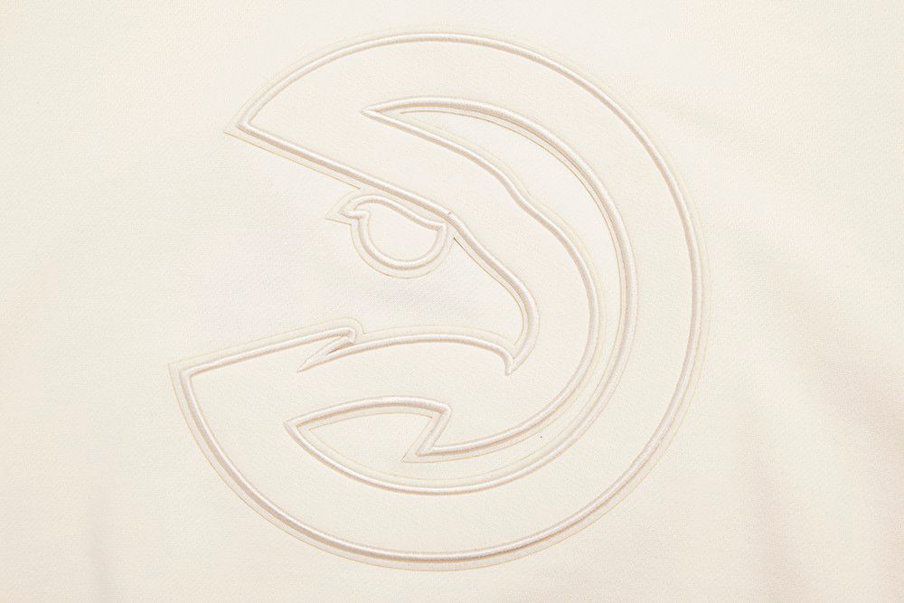 Pro Standard Men's Atlanta Hawks Off White Neutral Drop Shoulder Fleece Crewneck Sweatshirt product image