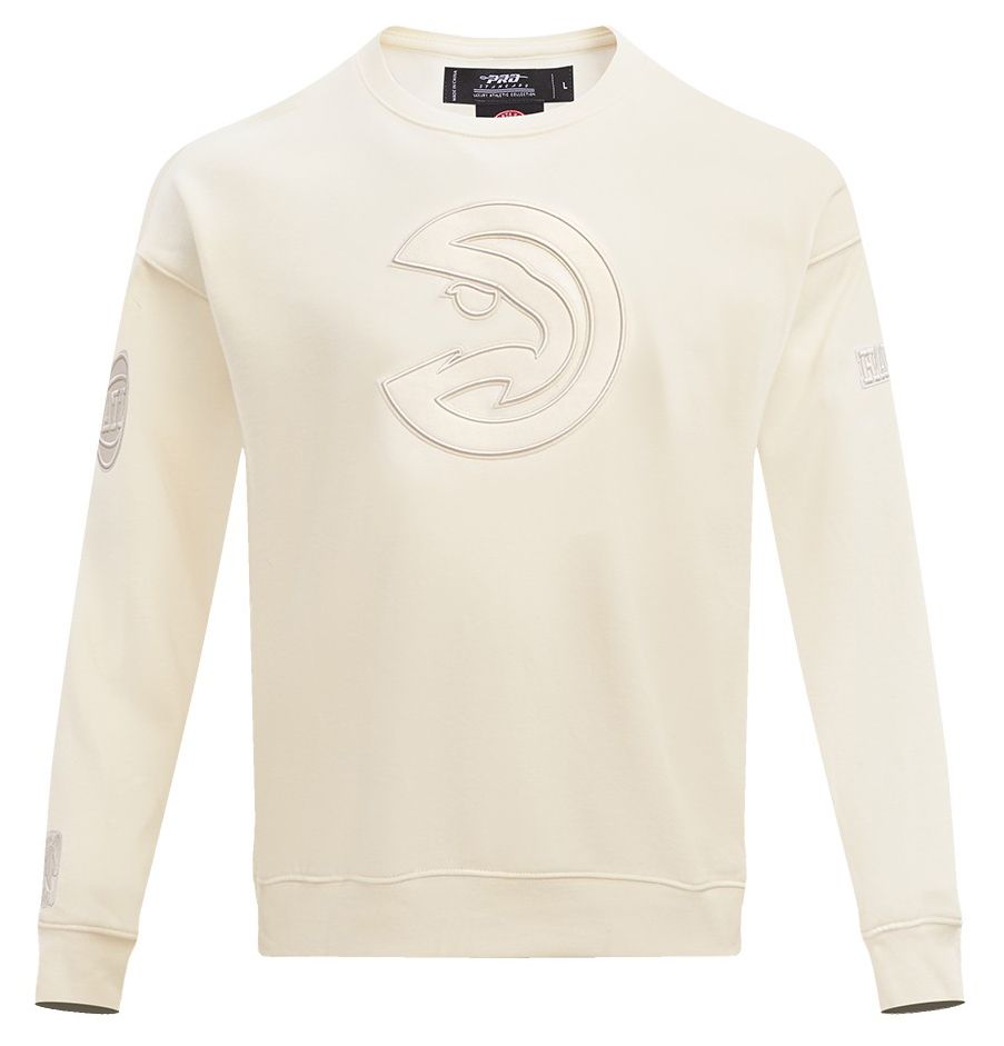 Pro Standard Men's Atlanta Hawks Off White Neutral Drop Shoulder Fleece Crewneck Sweatshirt product image