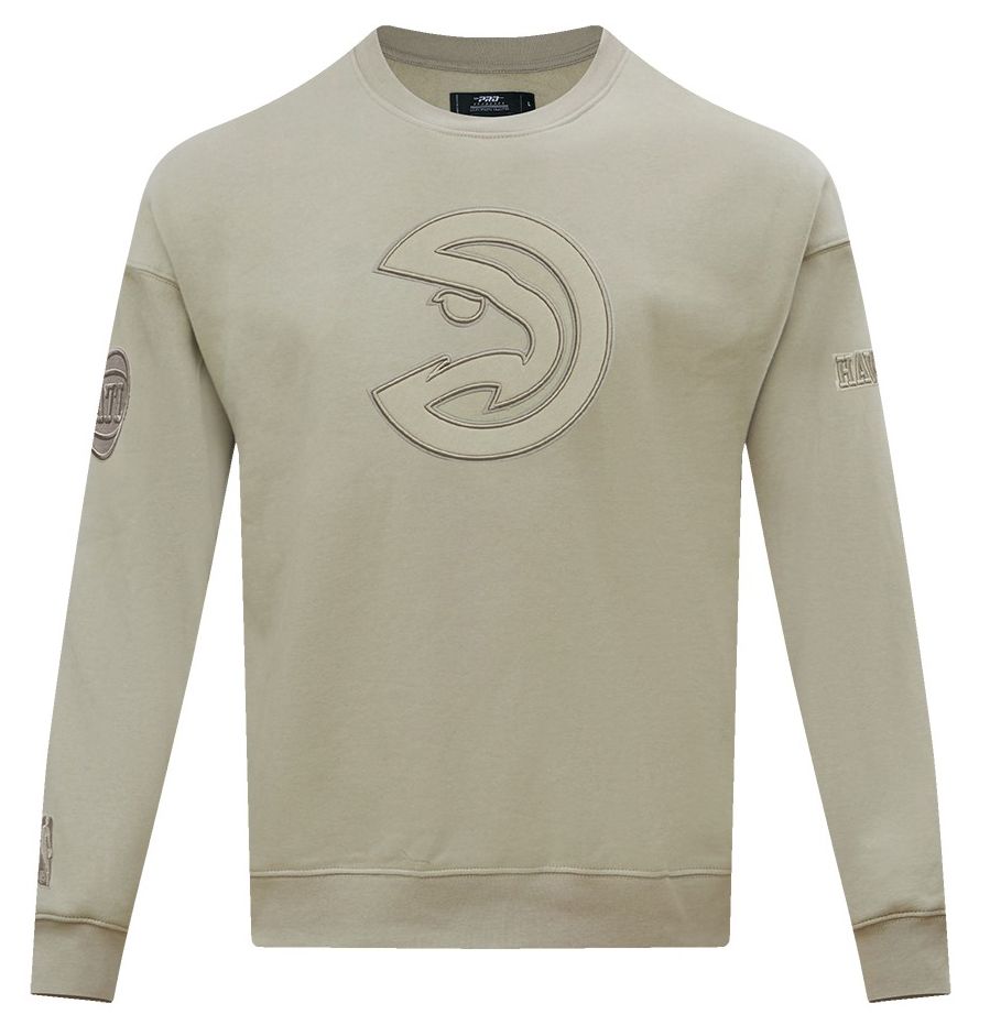 Pro Standard Men's Atlanta Hawks Taupe Neutral Drop Shoulder Fleece Crewneck Sweatshirt product image