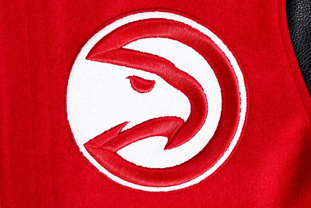 Pro Standard Men's Atlanta Hawks Red Script Tail Rib Wool Varsity Jacket product image