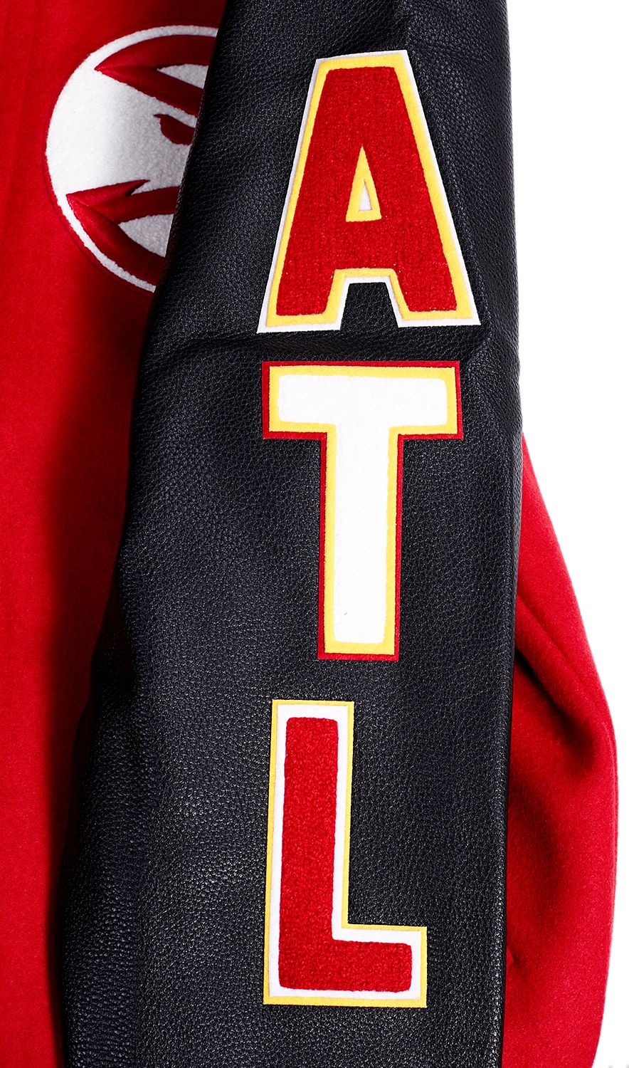 Pro Standard Men's Atlanta Hawks Red Script Tail Rib Wool Varsity Jacket product image