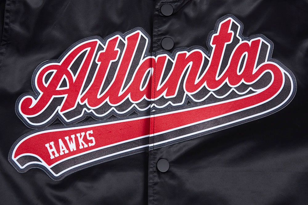Pro Standard Men's Atlanta Hawks Black Script Tail Satin Jacket product image