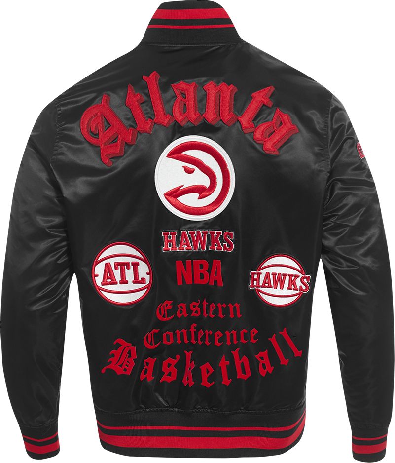 Pro Standard Men's Atlanta Hawks Black Old English Ribbed Satin Jacket product image