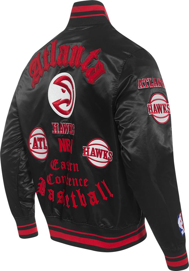 Pro Standard Men's Atlanta Hawks Black Old English Ribbed Satin Jacket product image