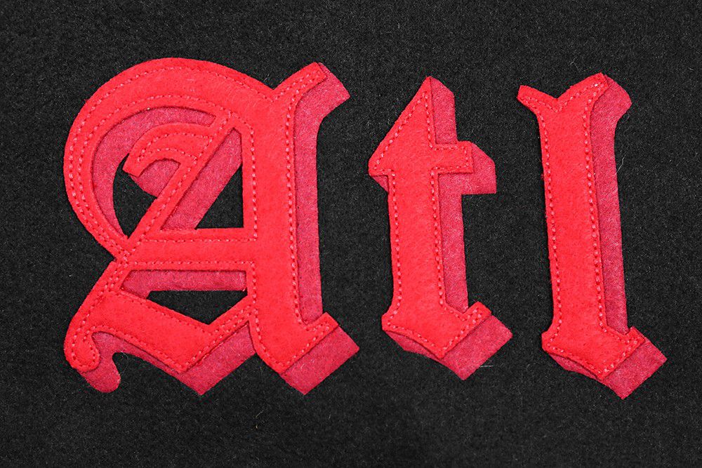 Pro Standard Men's Atlanta Hawks Black Old English Rib Wool Varsity Jacket product image