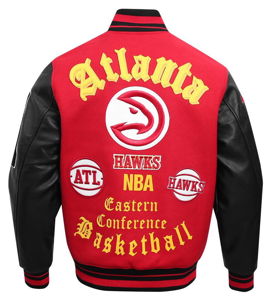 Pro Standard Men's Atlanta Hawks Red Old English Rib Wool Varsity Jacket product image