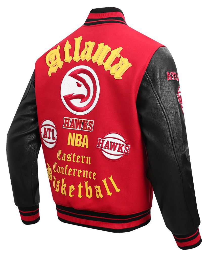 Pro Standard Men's Atlanta Hawks Red Old English Rib Wool Varsity Jacket product image