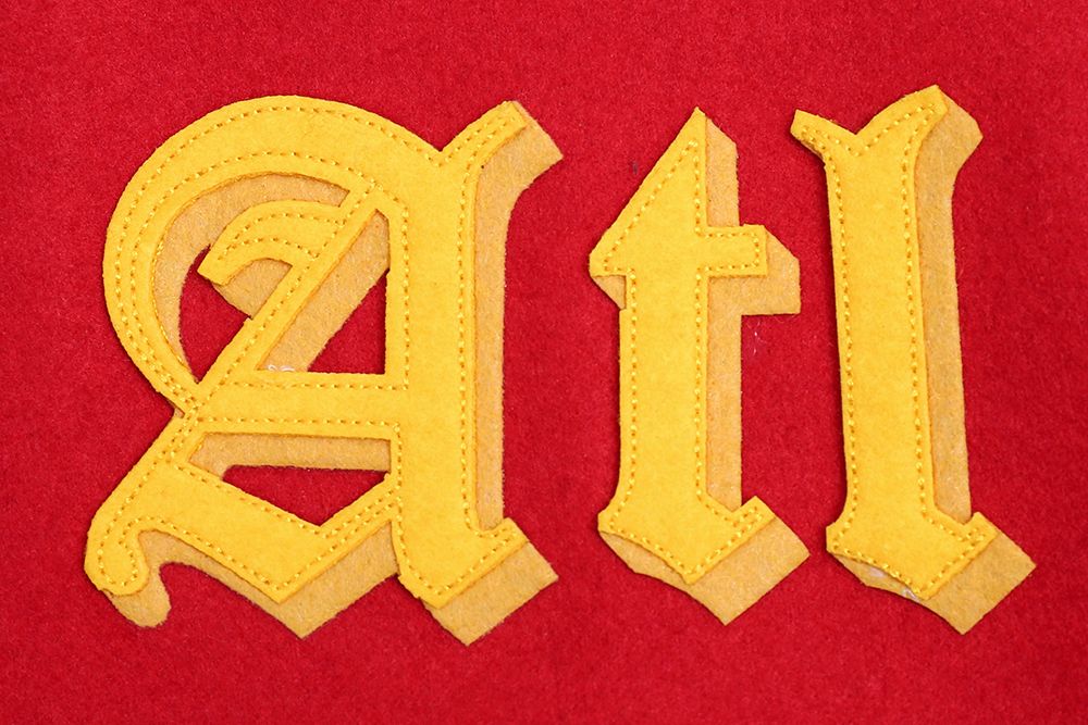 Pro Standard Men's Atlanta Hawks Red Old English Rib Wool Varsity Jacket product image