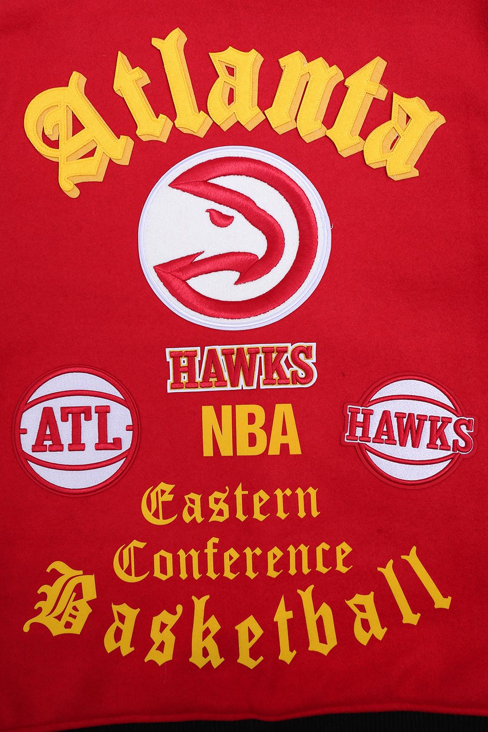 Pro Standard Men's Atlanta Hawks Red Old English Rib Wool Varsity Jacket product image