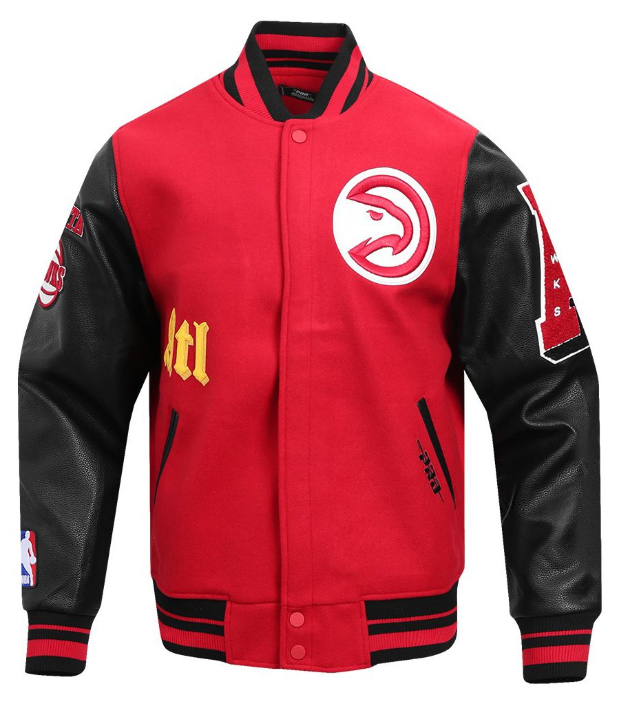 Pro Standard Men's Atlanta Hawks Red Old English Rib Wool Varsity Jacket product image