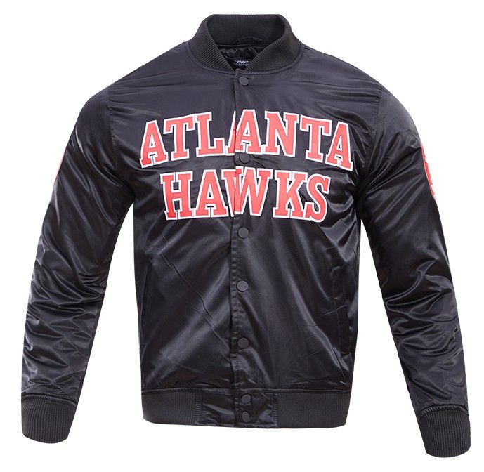 Pro Standard Men's Atlanta Hawks Black Big Logo Satin Jacket product image