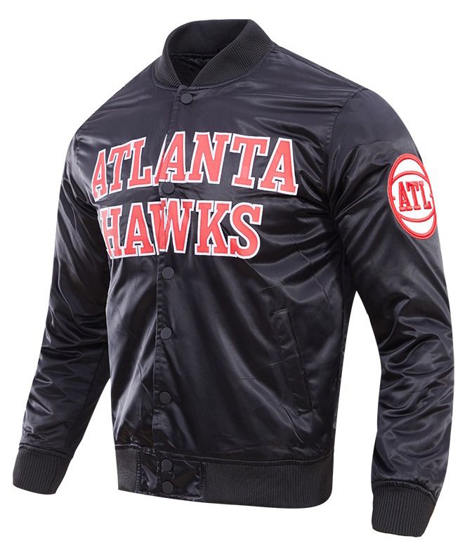 Pro Standard Men's Atlanta Hawks Black Big Logo Satin Jacket product image