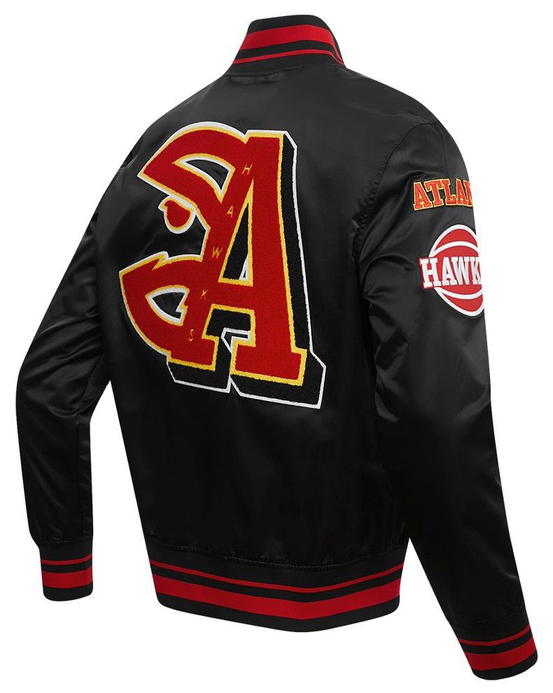 Pro Standard Men's Atlanta Hawks Black Mash Up Rib Satin Jacket product image