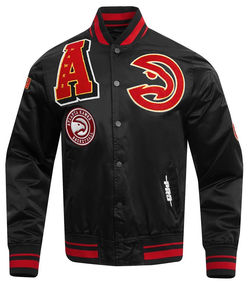 Pro Standard Men's Atlanta Hawks Black Mash Up Rib Satin Jacket product image