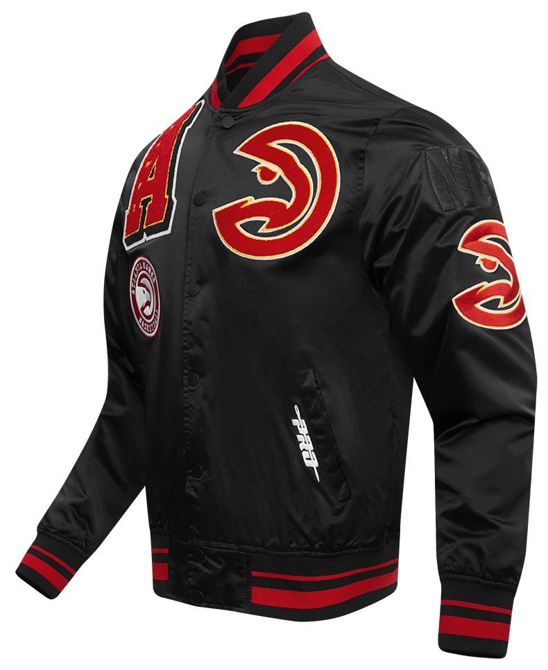 Pro Standard Men's Atlanta Hawks Black Mash Up Rib Satin Jacket product image