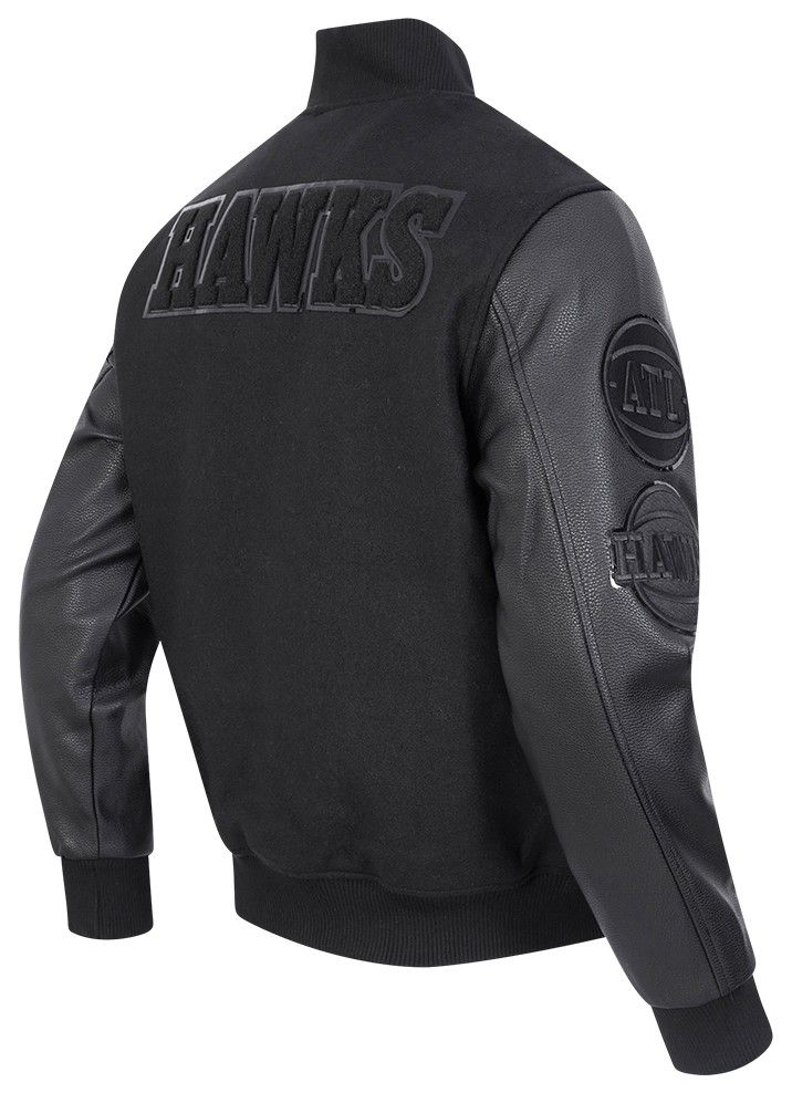 Pro Standard Men's Atlanta Hawks Triple Black Wool Varsity Jacket product image