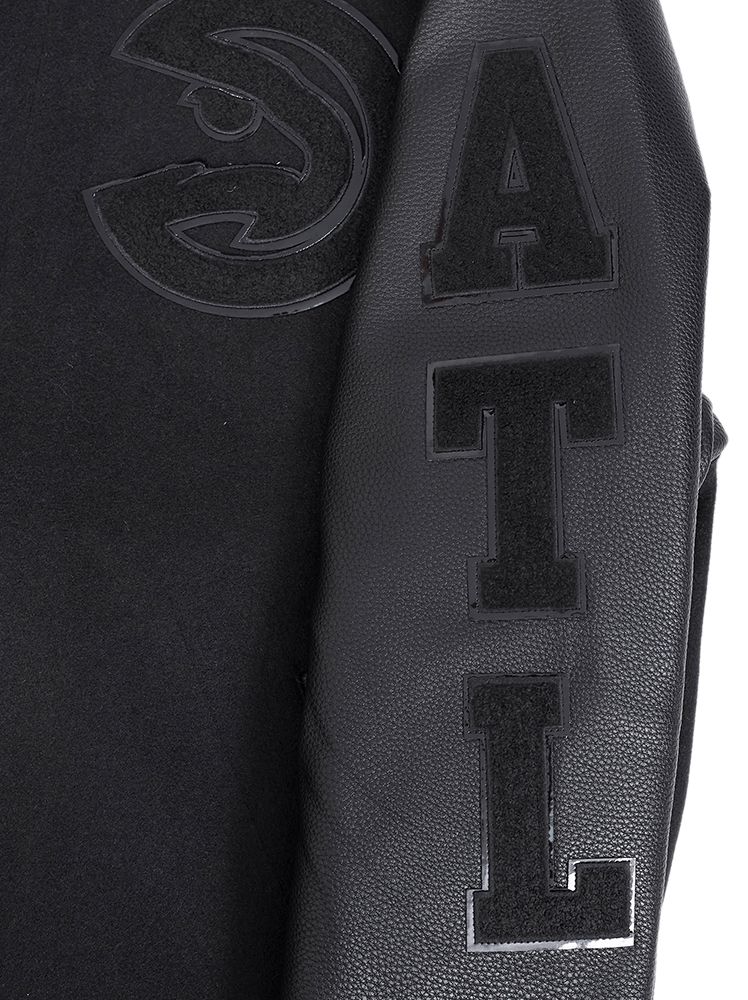 Pro Standard Men's Atlanta Hawks Triple Black Wool Varsity Jacket product image