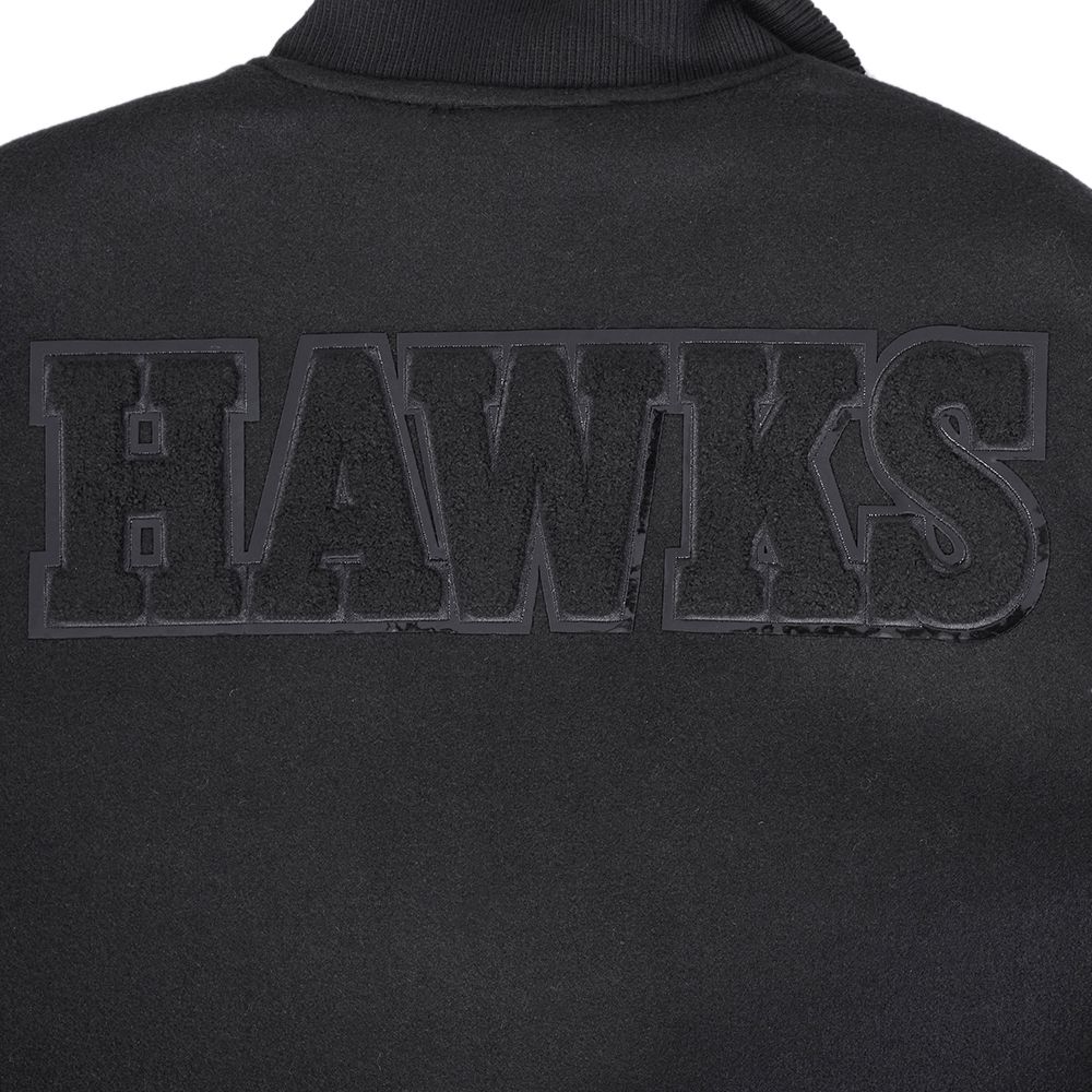 Pro Standard Men's Atlanta Hawks Triple Black Wool Varsity Jacket product image