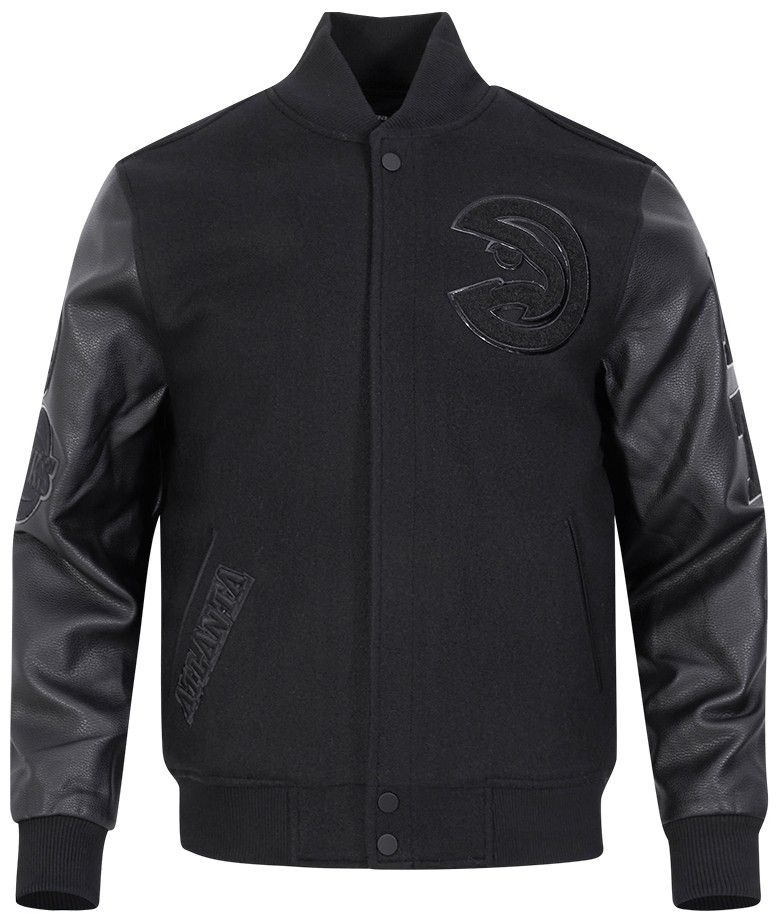 Pro Standard Men's Atlanta Hawks Triple Black Wool Varsity Jacket product image