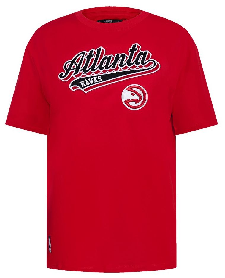 Pro Standard Women's Atlanta Hawks Red Script Tail Boyfriend T-Shirt product image