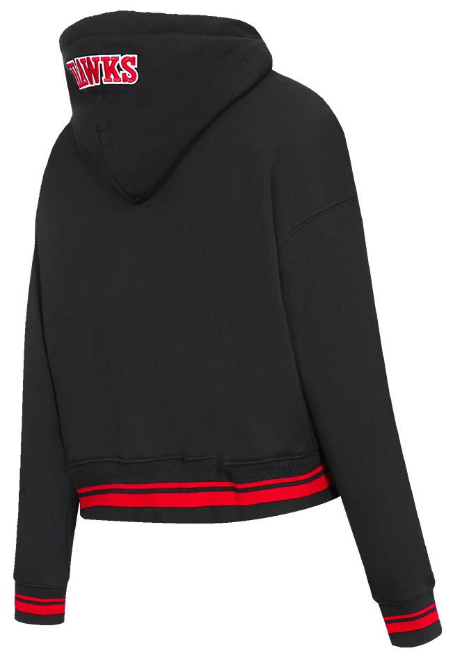 Pro Standard Women's Atlanta Hawks Black Script Tail Rib Cropped Fleece Pullover Hoodie product image