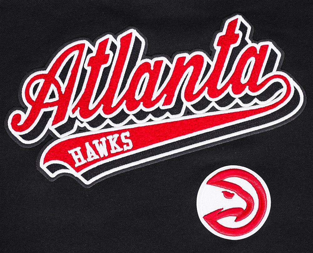 Pro Standard Women's Atlanta Hawks Black Script Tail Rib Cropped Fleece Pullover Hoodie product image
