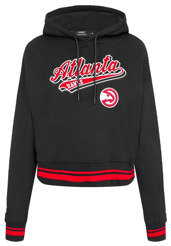 Pro Standard Women's Atlanta Hawks Black Script Tail Rib Cropped Fleece Pullover Hoodie product image
