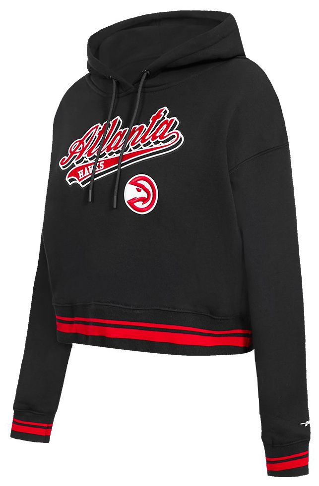 Pro Standard Women's Atlanta Hawks Black Script Tail Rib Cropped Fleece Pullover Hoodie product image