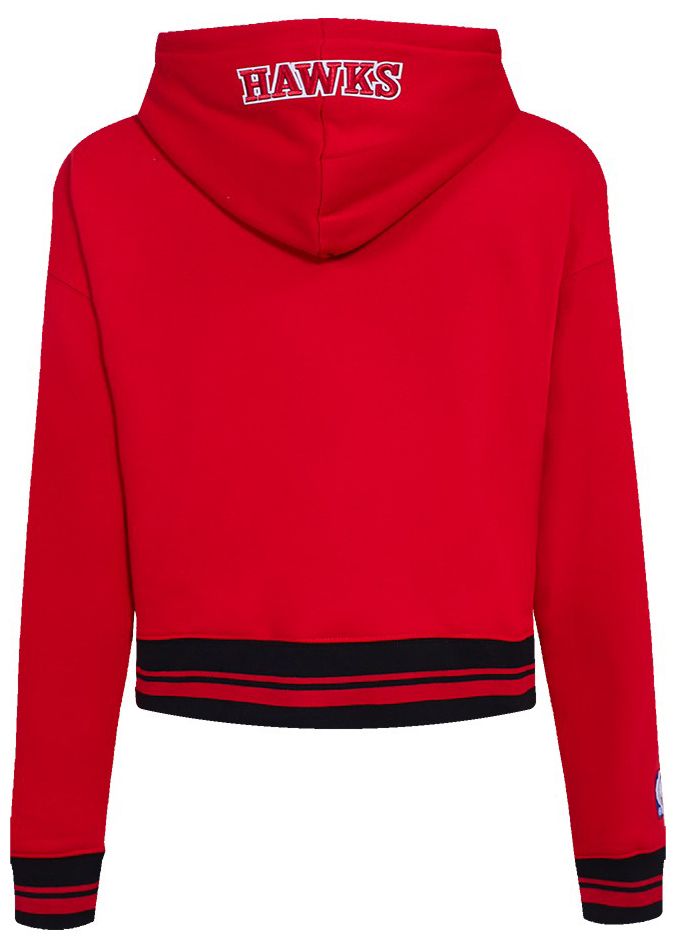 Pro Standard Women's Atlanta Hawks Red Script Tail Rib Cropped Fleece Pullover Hoodie product image