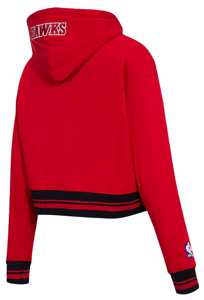 Pro Standard Women's Atlanta Hawks Red Script Tail Rib Cropped Fleece Pullover Hoodie product image