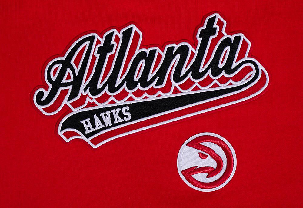 Pro Standard Women's Atlanta Hawks Red Script Tail Rib Cropped Fleece Pullover Hoodie product image