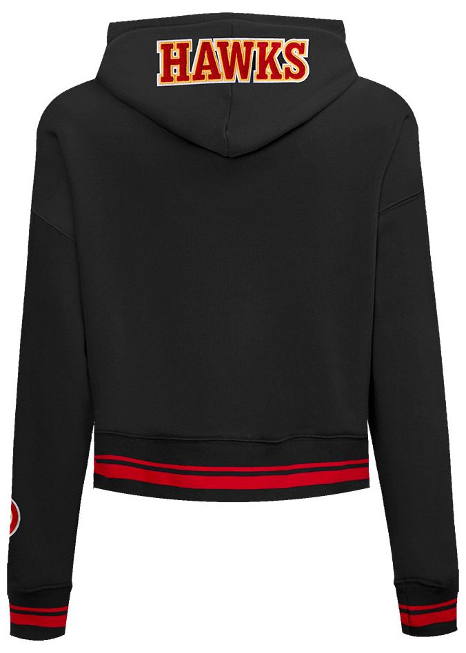 Pro Standard Women's Atlanta Hawks Black Mash Up Rib Cropped Fleece Pullover Hoodie product image