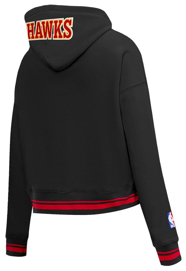 Pro Standard Women's Atlanta Hawks Black Mash Up Rib Cropped Fleece Pullover Hoodie product image