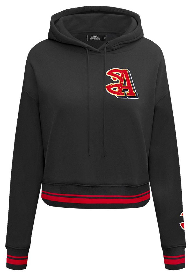 Pro Standard Women's Atlanta Hawks Black Mash Up Rib Cropped Fleece Pullover Hoodie product image