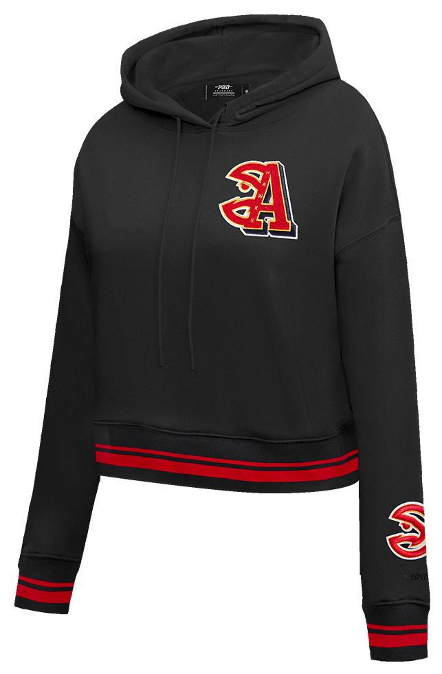 Pro Standard Women's Atlanta Hawks Black Mash Up Rib Cropped Fleece Pullover Hoodie product image