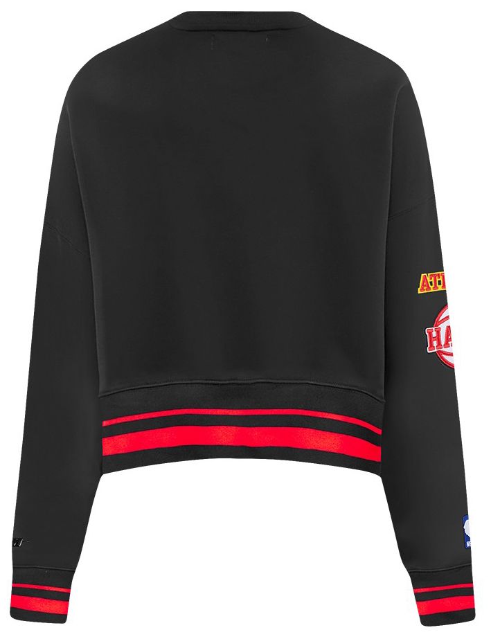Pro Standard Women's Atlanta Hawks Black Mash Up Rib Fleece Crewneck Sweatshirt product image