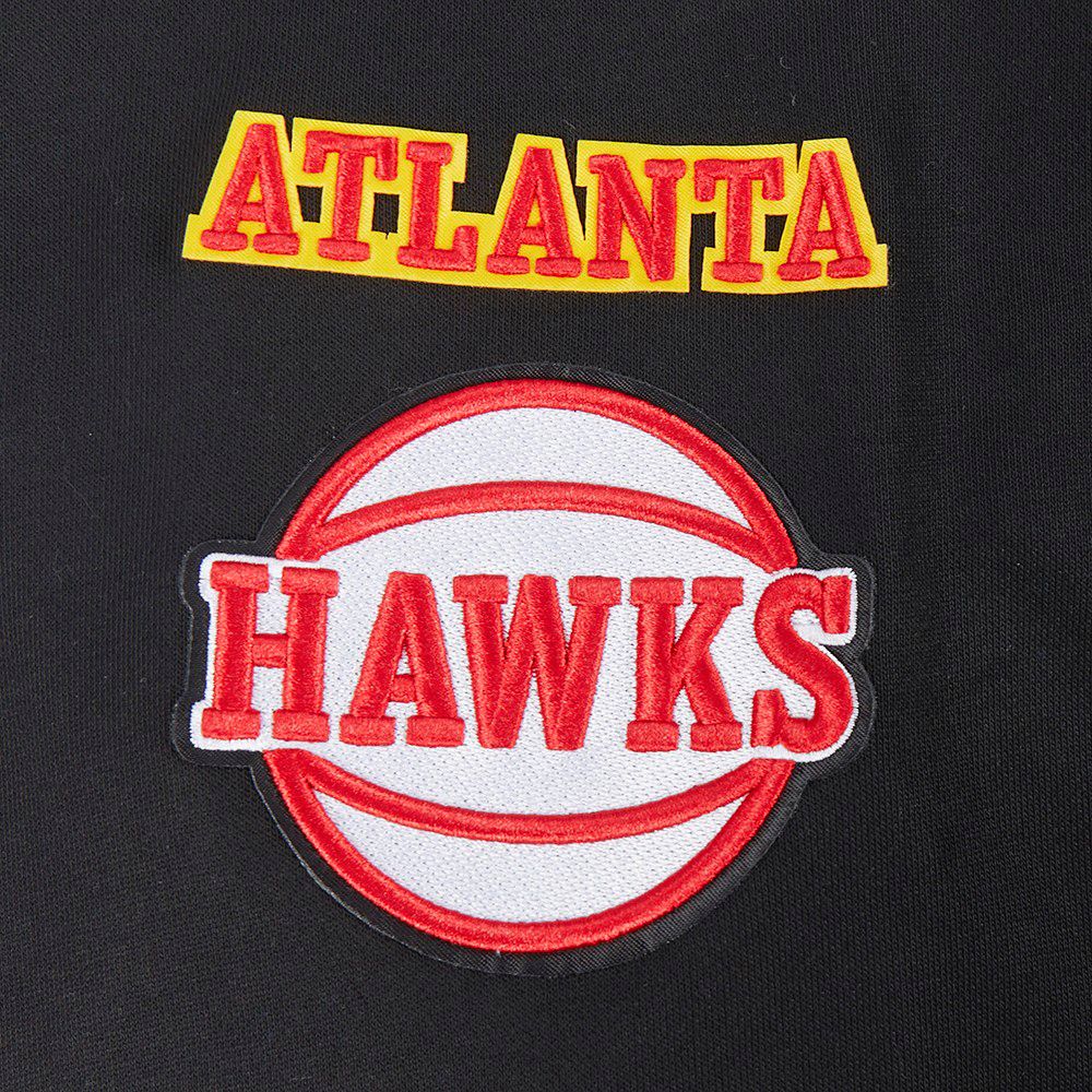 Pro Standard Women's Atlanta Hawks Black Mash Up Rib Fleece Crewneck Sweatshirt product image