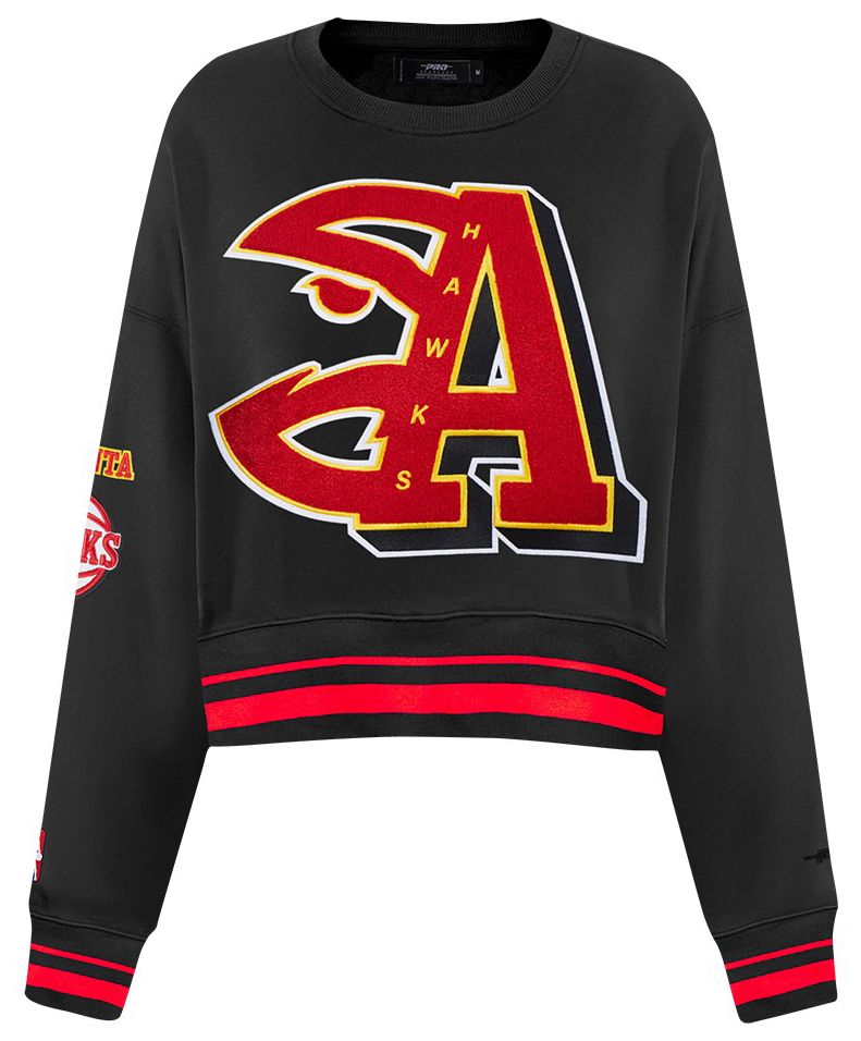 Pro Standard Women's Atlanta Hawks Black Mash Up Rib Fleece Crewneck Sweatshirt product image