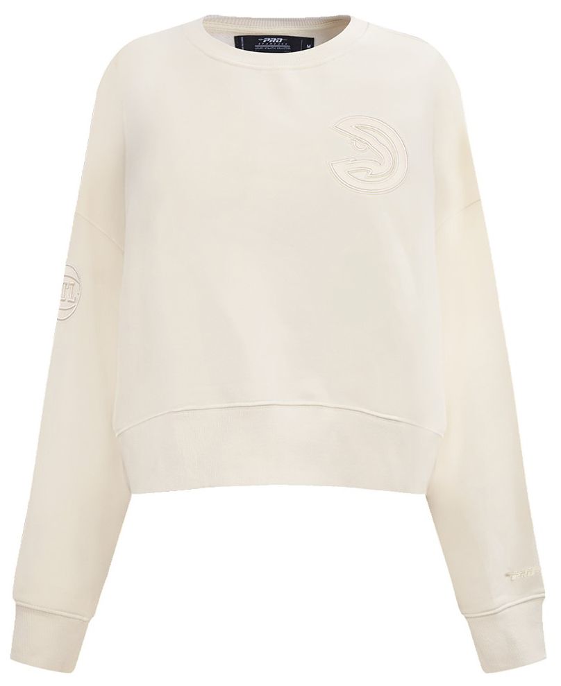 Pro Standard Women's Atlanta Hawks Off White Neutral Fleece Crewneck Sweatshirt product image