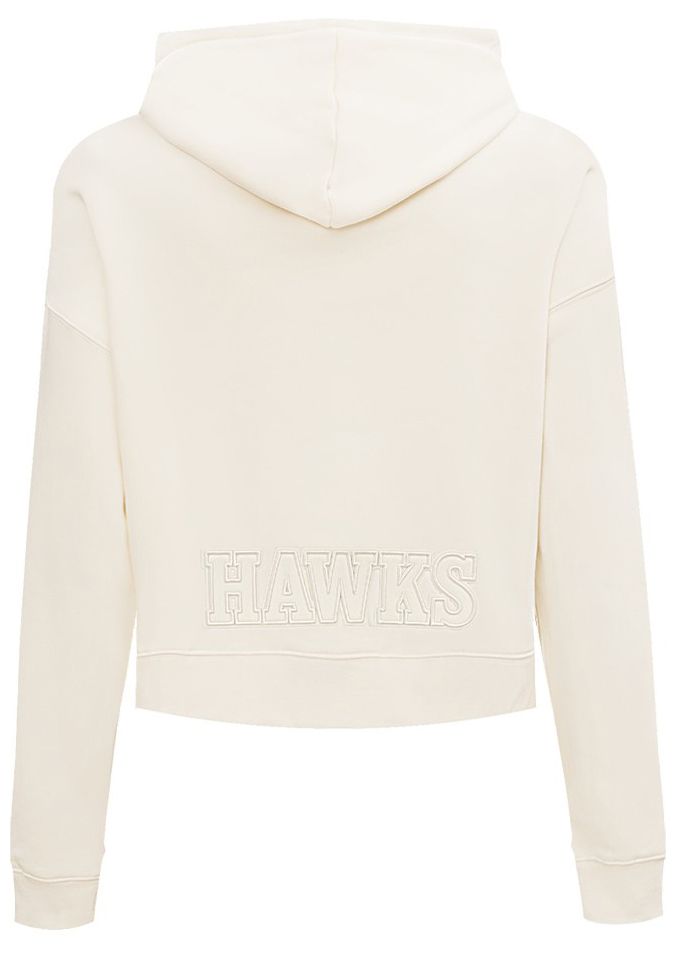 Pro Standard Women's Atlanta Hawks Off White Neutral Cropped Fleece Pullover Hoodie product image