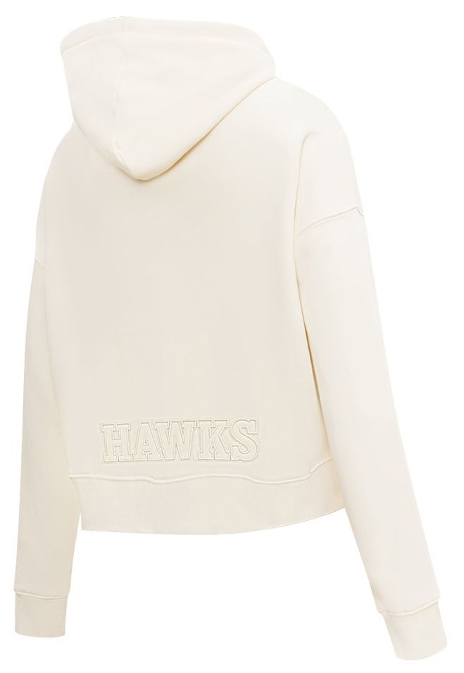 Pro Standard Women's Atlanta Hawks Off White Neutral Cropped Fleece Pullover Hoodie product image