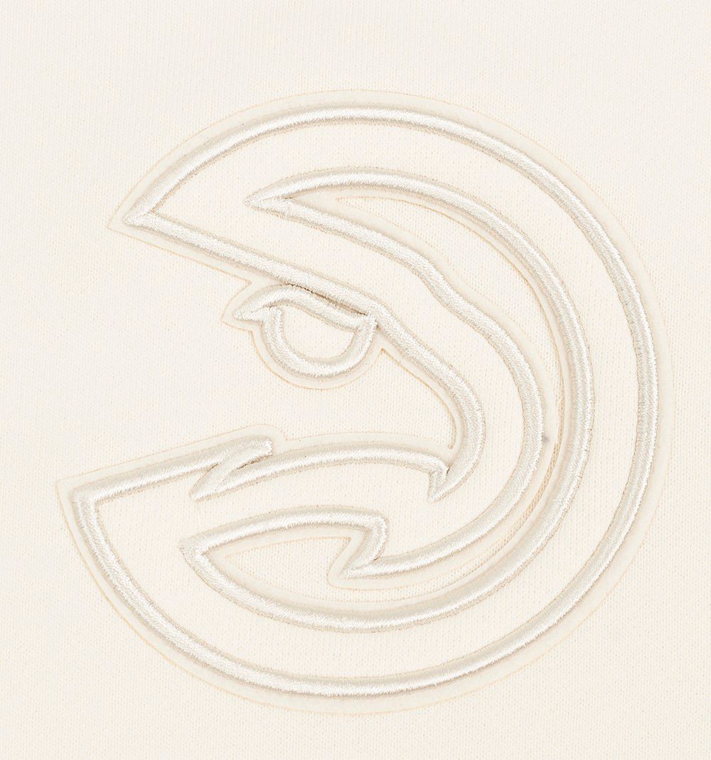 Pro Standard Women's Atlanta Hawks Off White Neutral Cropped Fleece Pullover Hoodie product image