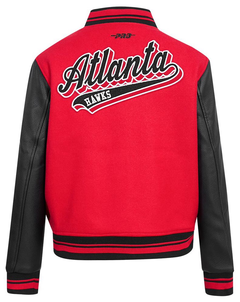 Pro Standard Women's Atlanta Hawks Red Script Tail Wool Varsity Jacket product image